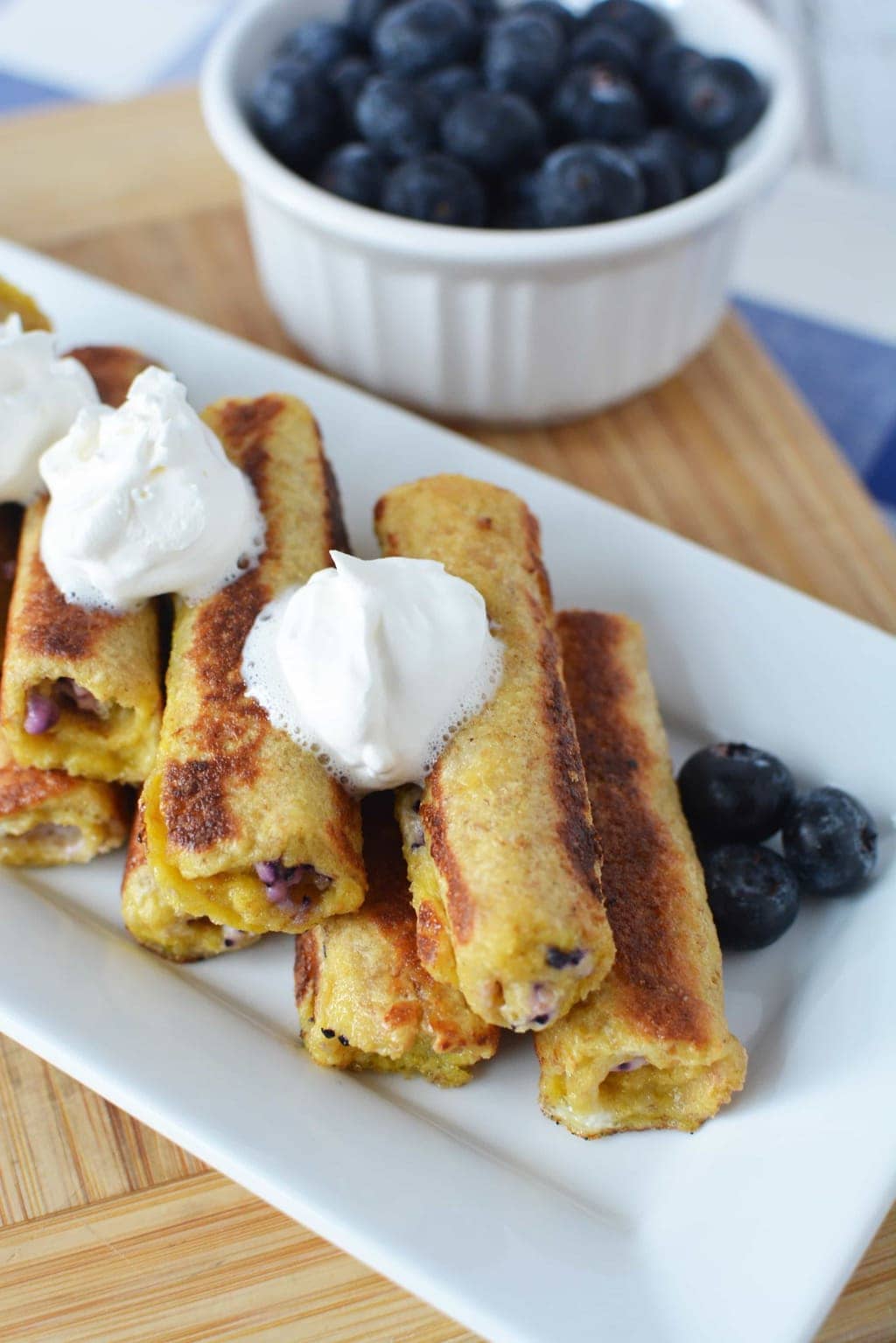 Stuffed Blueberry And Cream Cheese French Toast Roll Ups