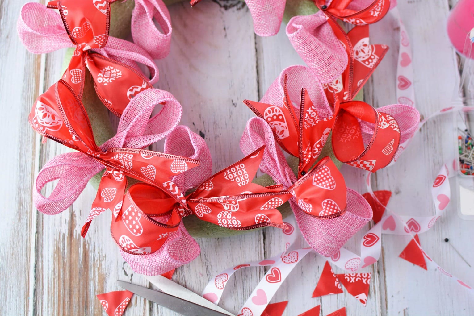 Diy Valentine S Day Mesh Wreath Valentine S Door Decoration