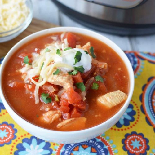 instant pot chicken taco soup, mexican taco soup, mexican chicken taco soup with tortillas