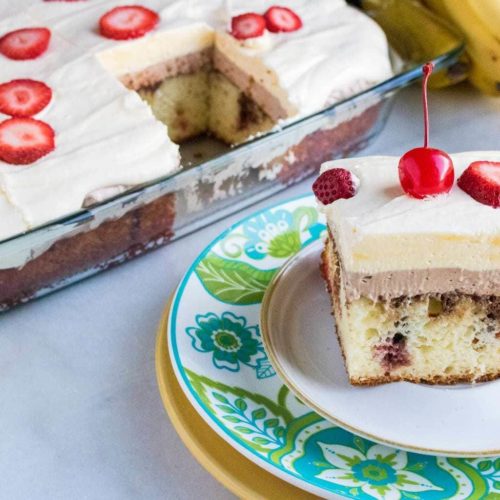 Banana Split Poke Cake