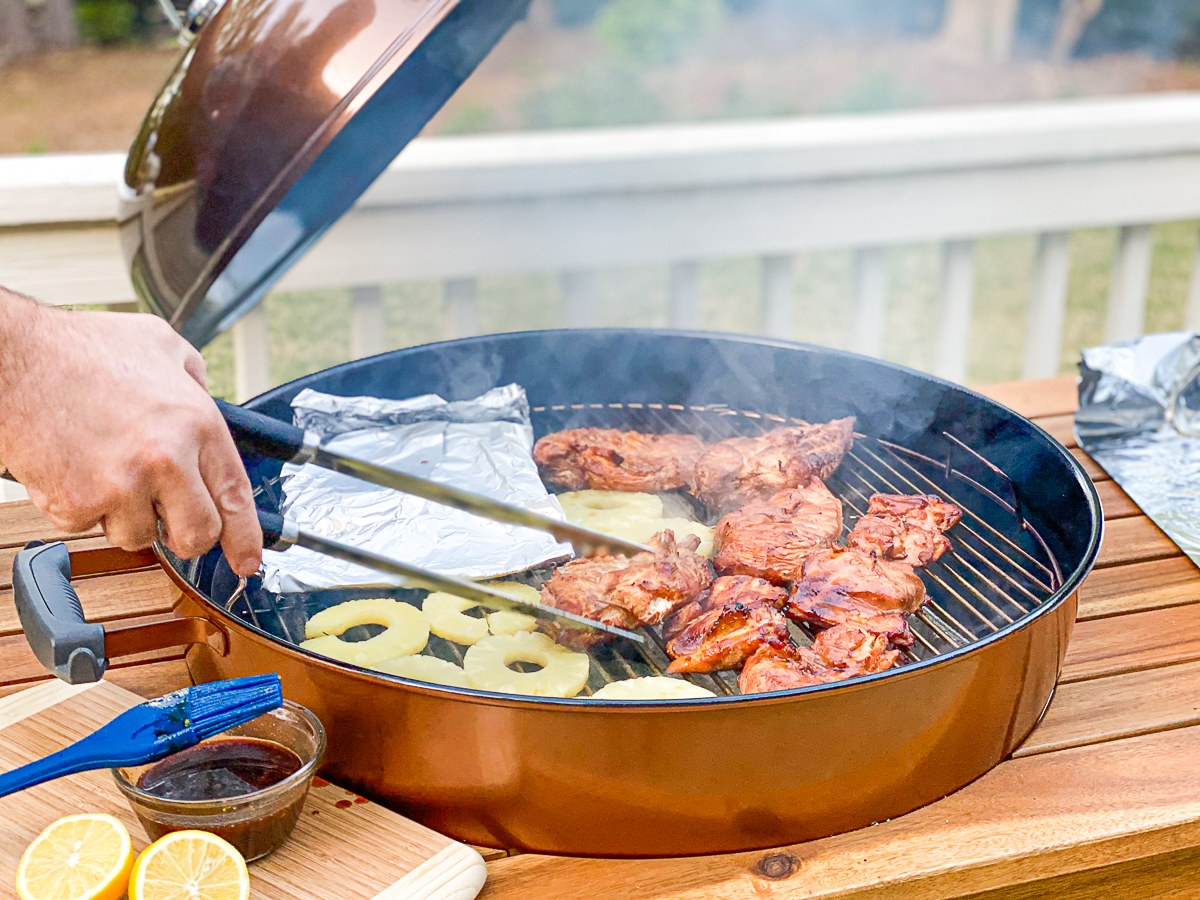 turning chicken over while grilling